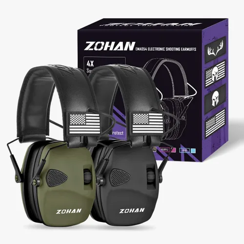 Miniatura 16 de Orejeras de protección electrónica contra el ruido (NRR22dB) de ZOHAN EM054, Verde 1pack - verde