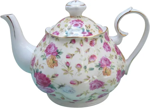 Miniatura 3 de Gracie China Rose Chintz - Tetera de porcelana (4-1/2 tazas), ramo de rosas rosadas