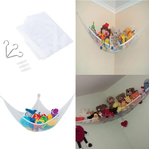 Miniatura 7 de Hamaca de juguete, hamaca de almacenamiento de animales de peluche, red de animales de peluche con ganchos para colgar, organizador colgante