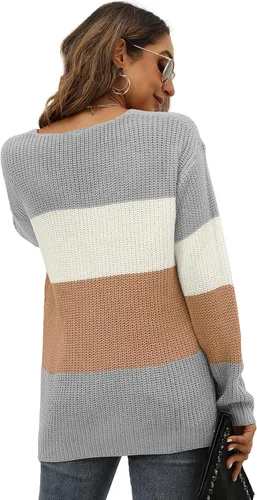 Miniatura 5 de WEESO Suéteres casuales de punto para mujer con bloques