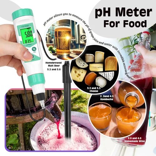 Miniatura 7 de Medidor de pH inteligente para laboratorio, probador digital de pH, kits de prueba de pH hidropónico precisos, medidor de pH con línea