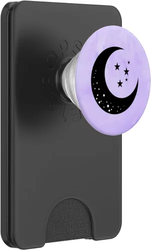 Miniatura 6 de Luna creciente con estrellas sobre fondo morado PopSockets MagSafe PopGrip para iPhone