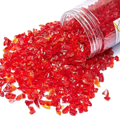 Miniatura 13 de TWINKLING Purpurina de Vidrio Triturado de Alto Brillo, Vidrio Roto, Piedras de Cristal de Fuego para Chimenea, Arte de Resina DIY, Manualidades