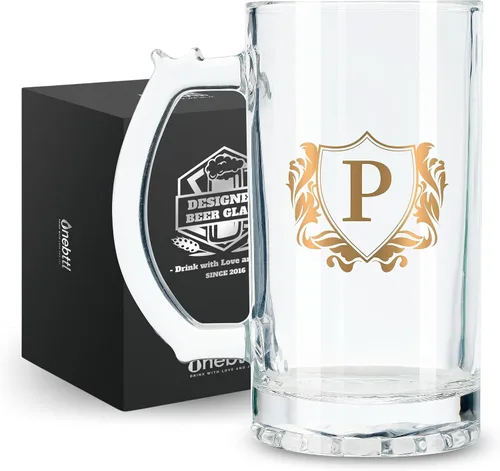 Miniatura 17 de Onebttl Regalos personalizados de cerveza para hombres amantes de la cerveza, taza de cerveza pesada de 17 onzas con asa para jefe como regalo
