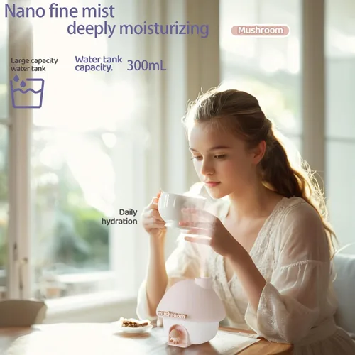 Miniatura 2 de Humidificadores ultrasónicos para dormitorio y oficina, humidificador de niebla fría con luz de atardecer, humidificador para bebé con luz nocturna