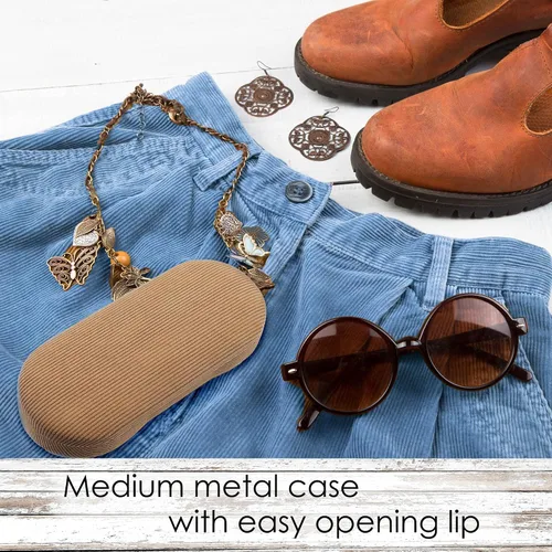 Miniatura 5 de MyEyeglassCase Estuche rígido para gafas, tamaño mediano, con borde de fácil apertura y paño de limpieza