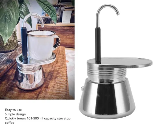 Miniatura 3 de GOWENIC Cafetera italiana de acero inoxidable, olla portátil de gran capacidad, 101 a 16.9 fl oz