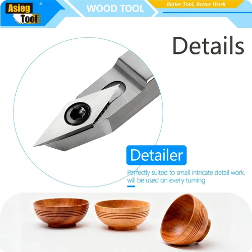 Miniatura 4 de Herramienta de torneado de madera de 19.68 pulgadas, afilada para detallador, torno con punta de carburo, cincel, cuchillas de barra
