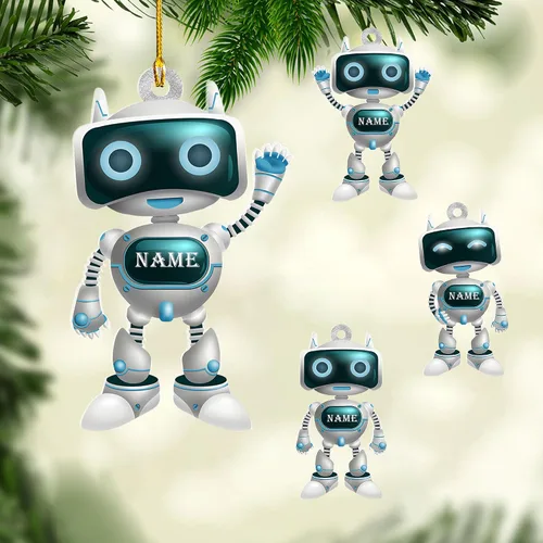 Miniatura 11 de Adorno de robot personalizado 2025, adornos de robot para árbol de Navidad, adorno de robótica, decoración colgante para árbol de Navidad (Robot1)