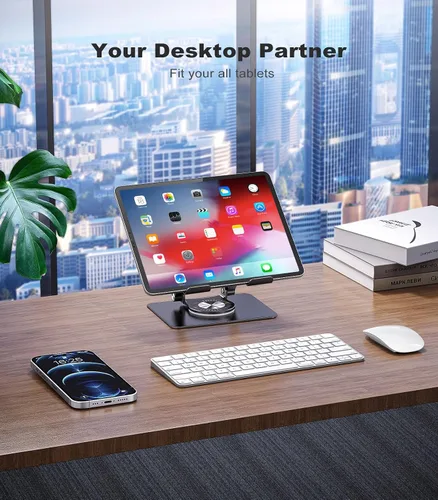 Miniatura 3 de JOIOT Soporte giratorio para tableta con base giratoria 360, soporte ajustable para dibujo, compatible con iPad Pro/Air/Mini y más (negro)