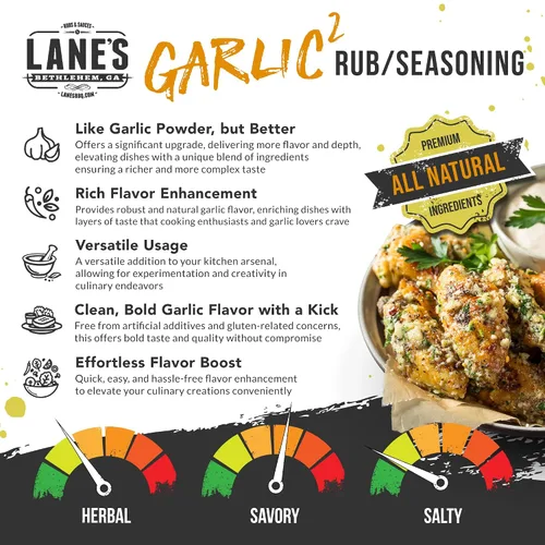 Miniatura 3 de Lane's Condimento de ajo² – Condimento de ajo en polvo totalmente natural Capas de sabor de ajo premium Carne de res, cerdo, pan de ajo