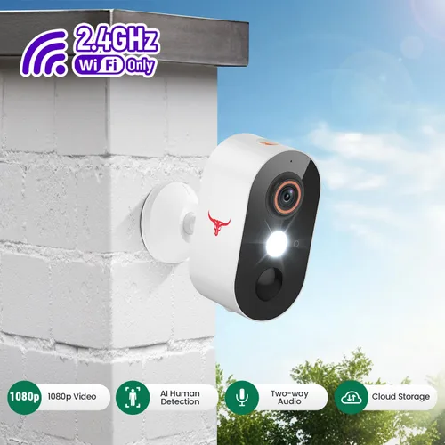 Miniatura 2 de Cámara de seguridad inalámbrica de 1080p con detección humana de IA, visión nocturna, conversación de 2 vías, almacenamiento en la nube, WiFi