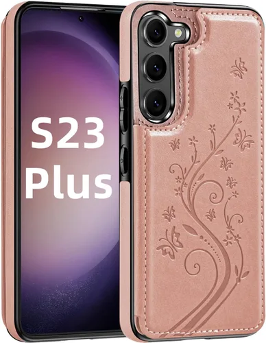 Miniatura 13 de Korecase Funda tipo cartera para Samsung Galaxy S23 con tarjetero, funda clásica de piel con función atril, doble hebilla magnética a prueba