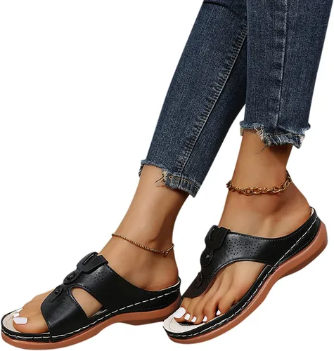 Miniatura 3 de Sandalias planas de verano elegantes para mujer, sandalias ortopédicas para mujer, soporte de arco