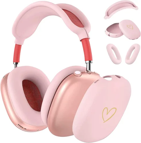 Miniatura 12 de Funda para AirPods Max, silicona suave antiarañazos con patrón de corazón dorado para auriculares Apple AirPods Max (negro)