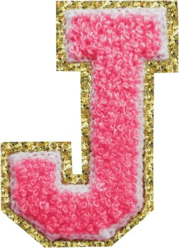 Miniatura 173 de Parches de letras termo-adhesivas de felpilla para chaquetas, parches de letras universitarias con brillantina para planchar en la letra azul A