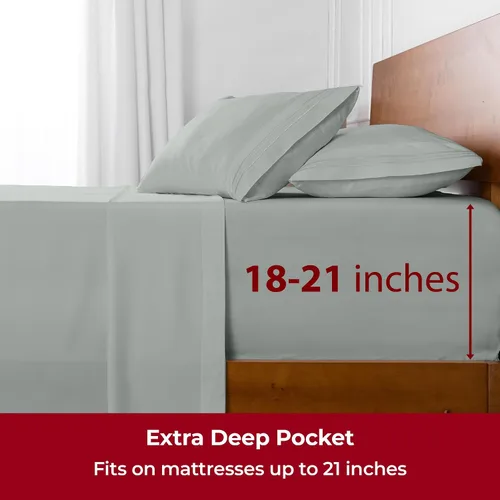 Miniatura 6 de Mellanni Sábanas extra profundas de tamaño Queen - 4 piezas de la colección icónica de ropa de cama - Sábanas de lujo de hotel, ultra suaves