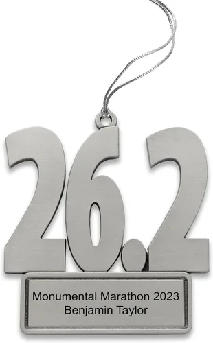 Miniatura 2 de Indiana - Adorno de metal personalizado de maratón 26.2 – Adorno de Navidad personalizado con grabado personalizado, 2.25 pulgadas, adorno de peltre