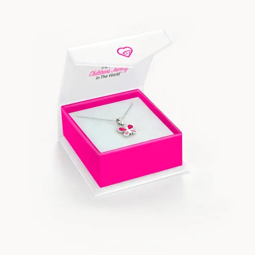 Miniatura 5 de Collar con colgante de plata de ley 925 de 16 pulgadas con dije de mariposa esmaltada rosa para niñas jóvenes, collares de moda con temática