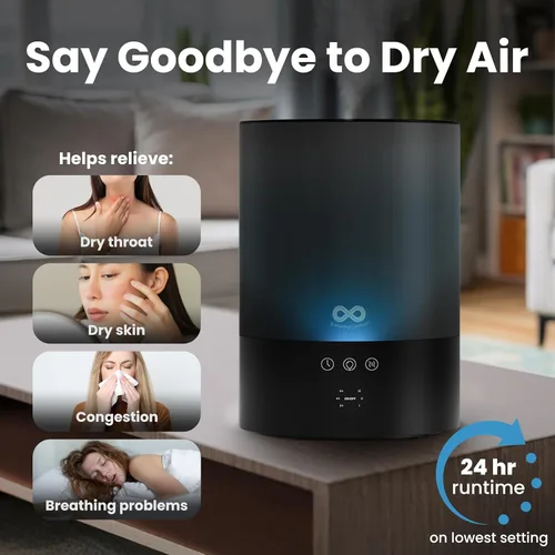 Miniatura 2 de Everlasting Comfort Humidificador de llenado superior de 2.5 litros para dormitorio, silencioso, fácil de llenar y limpiar, tiempo de funcionamiento