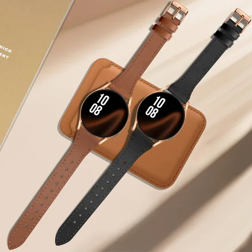 Miniatura 3 de JR.DM Paquete de 2 correas delgadas de cuero para mujer compatibles con Samsung Galaxy Watch 7/6/5/4/Active 2/4 Classic/6 Classic/5 Pro/FE 1.575 in