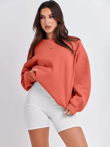 Miniatura 2 de ANRABESS Sudadera de gran tamaño para mujer, con cuello redondo, estilo Y2K, sudadera con capucha de forro polar, cómoda, camiseta informal, ropa
