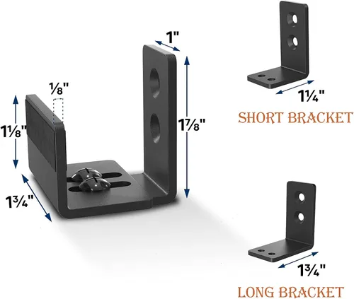 Miniatura 7 de EaseLife Guía de piso inferior para puerta corrediza de granero, forma de U, distancia de ajuste flexible y ajustable, diseño inferior plano al ras