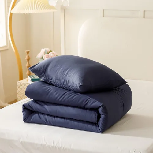 Miniatura 6 de ROSGONIA Edredón tamaño completo para niños adolescentes y niñas azul marino, 3 piezas (1 edredón azul y 2 fundas de almohada), ropa de cama ligera