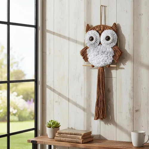 Miniatura 18 de ACEDSGN Tapiz de macramé para colgar en la pared, diseño bohemio hippy, tapiz hecho a mano, decoración de pared para cuarto del bebé, dormitorio
