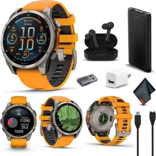 Miniatura 16 de Garmin Fenix 8 AMOLED Premium Multisport GPS Smartwatch gris pizarra con banda de silicona negra, linterna LED incorporada, paquete de reloj