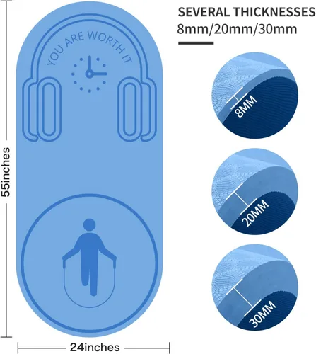 Miniatura 2 de Tapete de cuerda de saltar de 8/20/1.181 in, tapete de ejercicio duradero, antideslizante, tapete de entrenamiento con cuerda de saltar y bolsa