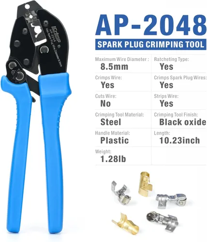 Miniatura 2 de iCrimp Herramienta de prensado de cables de bujía, crimpadora de alambre de encendido de trinquete para cables y conectores de bujías HEI de 0.276