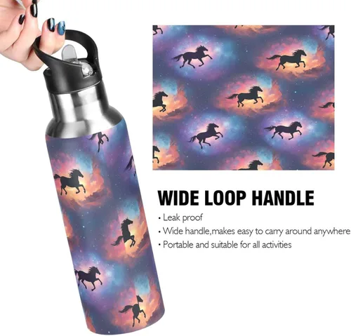 Miniatura 4 de Horses Vibrant Insulated Stainless Steel Water Bottle with Straw 20 Oz, BPA-Free Sports Water Bottle with Straw Leakproof Water Bottles