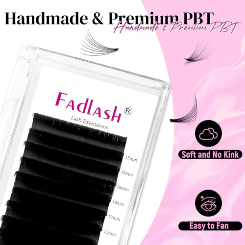 Miniatura 3 de FADLASH Extensiones de pestañas con rizo D, 0.07 mm, bandeja mixta fácil de usar, pestañas de volumen 2D-10D, autoaplicables, 15-20 mm