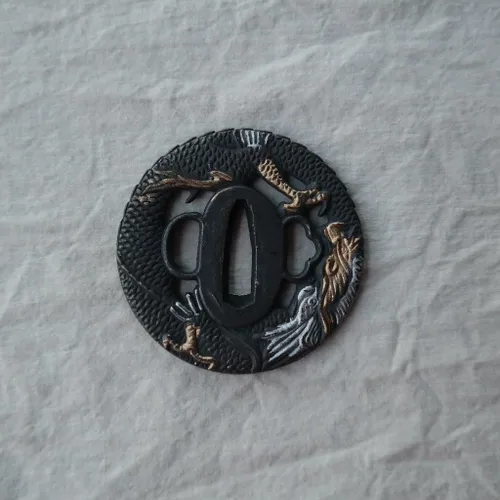 Miniatura 16 de Japanese Katana Sword Guard (Tsuba) - Hand-Forged Alloy Samurai Tsuba 3.2", Authentic Iaido Accessory for Sword Collection, Durable Fitting