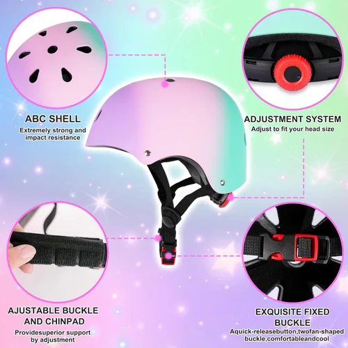 Miniatura 3 de Casco de bicicleta para niños de Banzk, para edades 3-5-8-14+, para niñas y niños, casco con rodilleras, coderas y muñequeras, ventilación