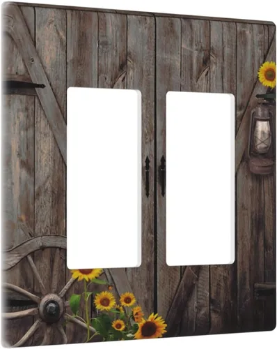 Miniatura 38 de Cubierta de interruptor de luz de 3 cuadrillas con diseño de flores azules púrpuras, cubierta de placa de pared de triple palanca, arbustos florales