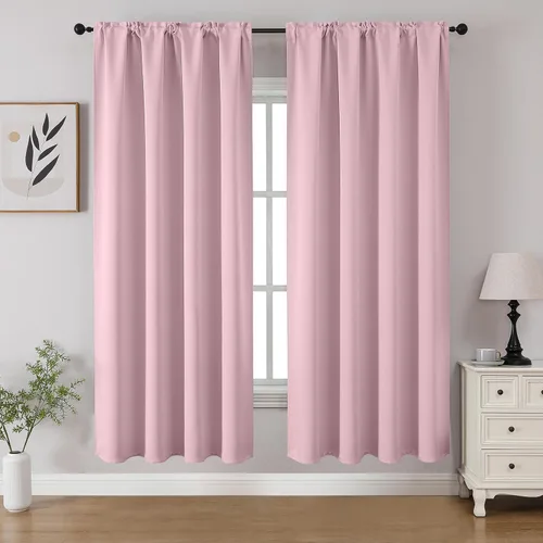 Miniatura 38 de CUCRAF - Cortinas opacas beige de 45 pulgadas, juego de 2 paneles con bolsillo para barra, cortinas para oscurecer dormitorios y sala de estar