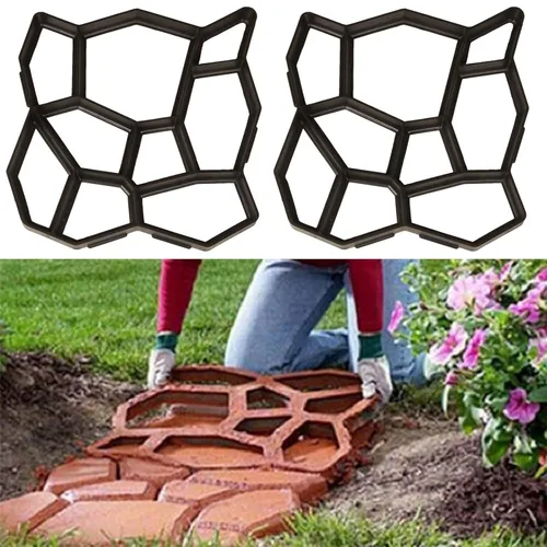 Walk Path Maker, 2 paquetes Plus Size: 18.9 x 18.9 x 1.8 pulgadas Pathmate Molduras de piedra pavimentación pavimento Hormigón Moldes y espumas de