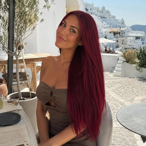 Miniatura 2 de CAISHA XXL - Juego de 8 extensiones de cabello con clip de 24 pulgadas, extensiones de cabello lacio rojo burdeos CES10