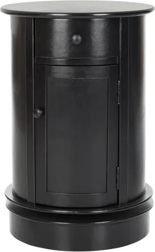 SAFAVIEH Muebles Tabitha - Mesa decorativa de 1 cajón - Negro envejecido - Madera maciza - Diseño de almacenamiento de granja - Ideal para sala de