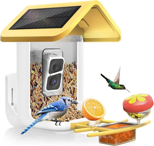Miniatura 12 de Alimentador para pájaros con cámara con energía solar: Alimentador inteligente para pájaros con cámara de 2K de alimentación en vivo para el patio