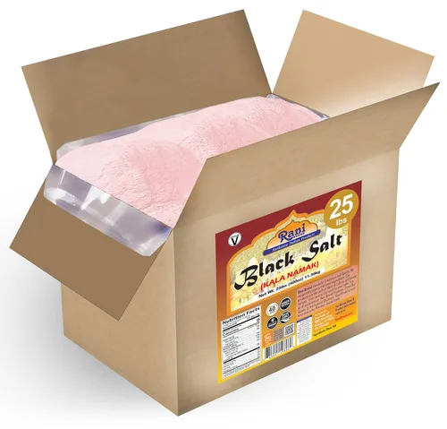 Rani - Sal negra en polvo (Kala Namak) mineral 11.36kg (400oz / 25lbs) Caja a granel ~ Sin refinar, pura y natural | Vegano | Apto para gluten | Sin