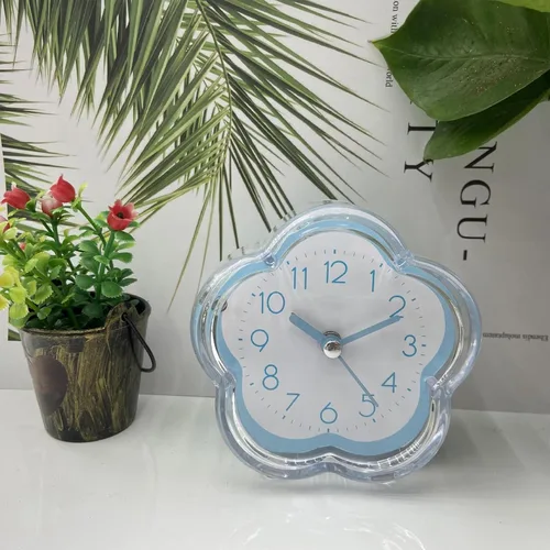 Miniatura 4 de Reloj despertador, lindo reloj despertador en forma de flor, silencioso, de bajo ruido, transparente, pequeño reloj despertador para sala de estar