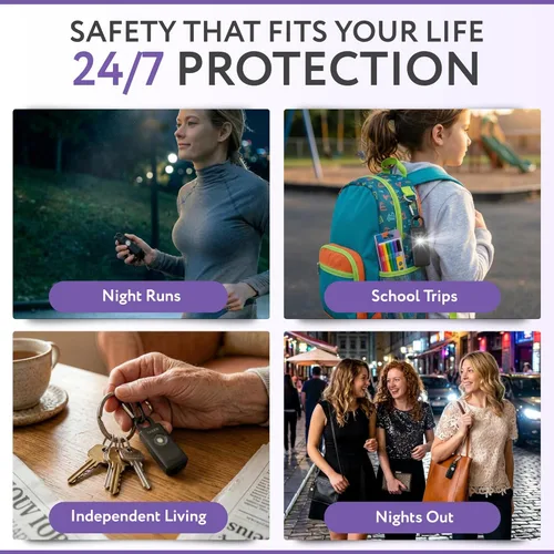 Miniatura 4 de HOOTIE Alarma de seguridad personal para mujeres, hombres y niños — Llavero de alarma personal de 130 dB, llavero de alarma de seguridad con luz