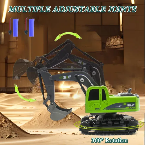 Miniatura 5 de Fistone Juego de juguete de camión y excavadora de semirremolque a control remoto, escala 1:12 con sonido y luces, 11CH 2.4Ghz control remoto camión