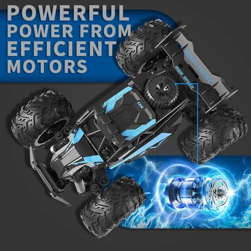 Miniatura 3 de Carox Coche de control remoto y autos de control remoto, 2.4 GHz 25 KM/H de alta velocidad, camión monstruo todoterreno 1:18 con luces LED y batería