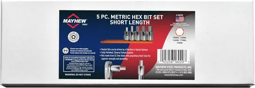 Miniatura 3 de Mayhew Tools 16020 Juego de brocas hexagonales métricas, cromadas, 5 piezas