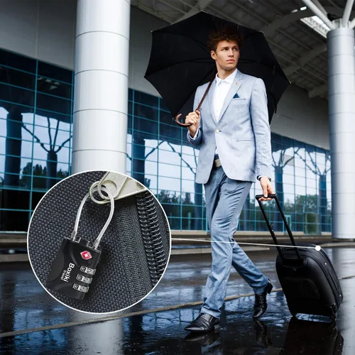 Miniatura 3 de Paquete de 2 cerraduras de equipaje aprobadas por la TSA con combinación de 3 esferas con cable de acero flexible para maletas, mochilas, bolsas