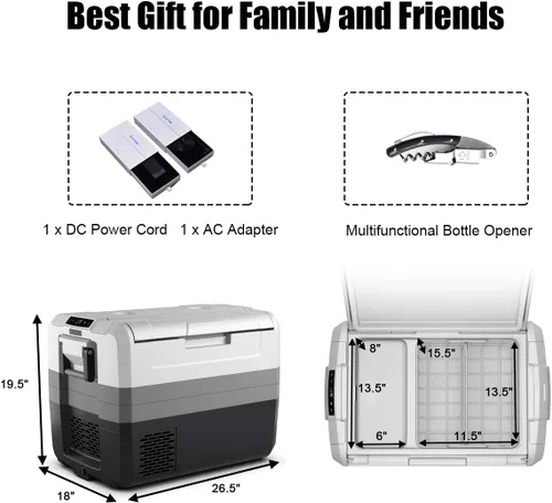 Miniatura 7 de GOFLAME Refrigerador portátil para automóvil de 58 cuartos (55 litros), compresor congelador de -14.8 °F a 50 °F, refrigerador eléctrico de puerta